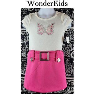 WonderKids Pink Belted Butterfly Short Sleeve Dress Size 2T NWT🤩